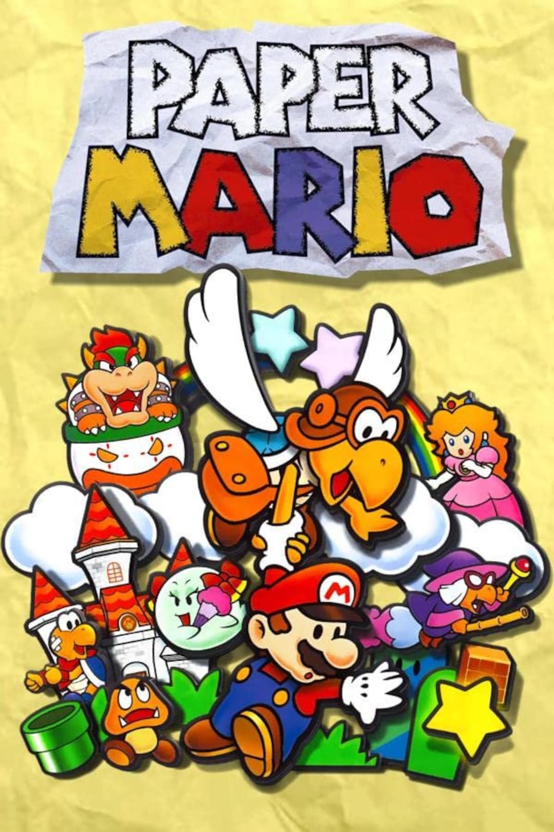 Paper Mario Retro Poster Large 24 X 36 Etsy