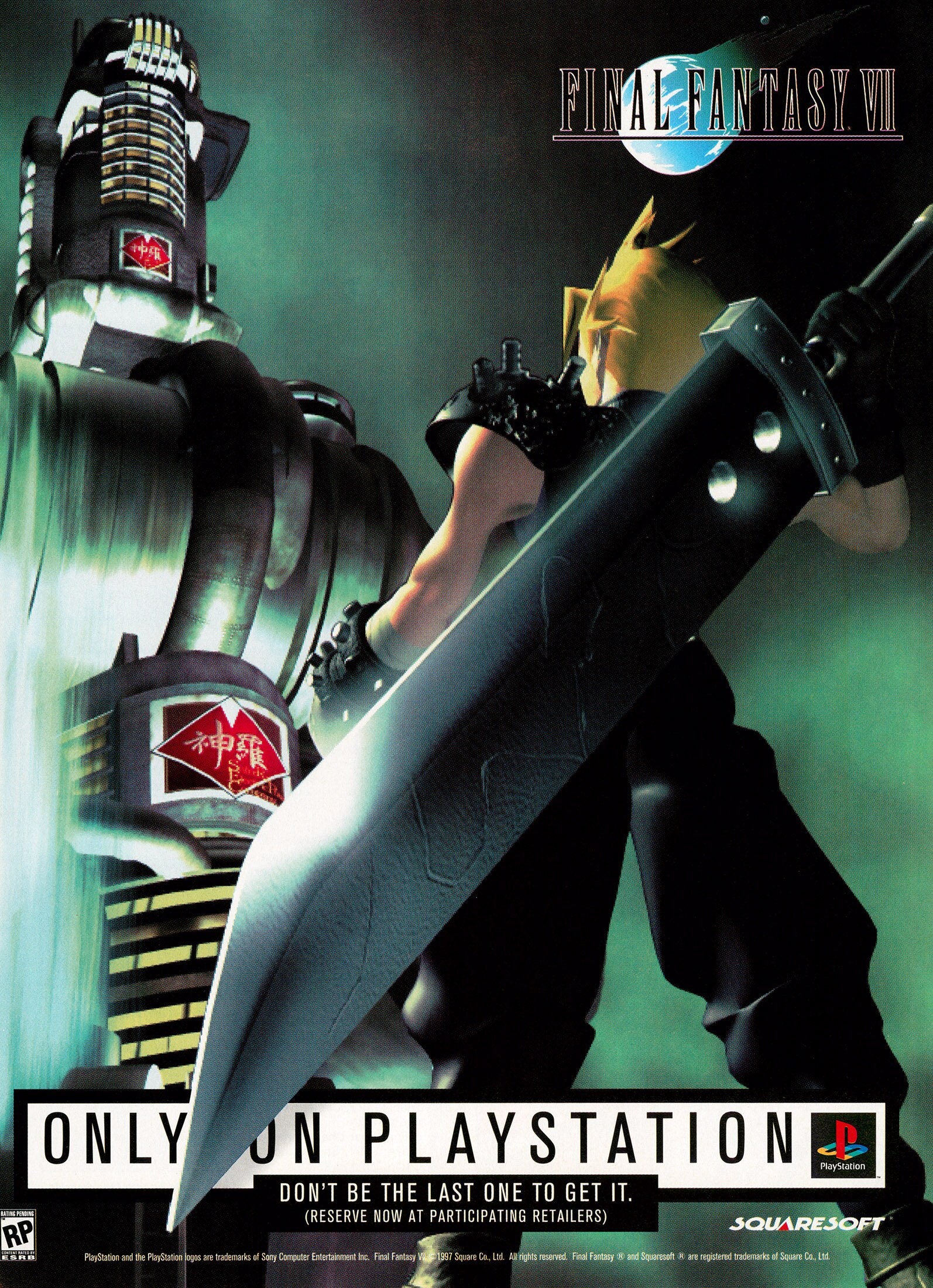 1997 Final Fantasy VII 7 PS1 Vintage Print Ad/Poster