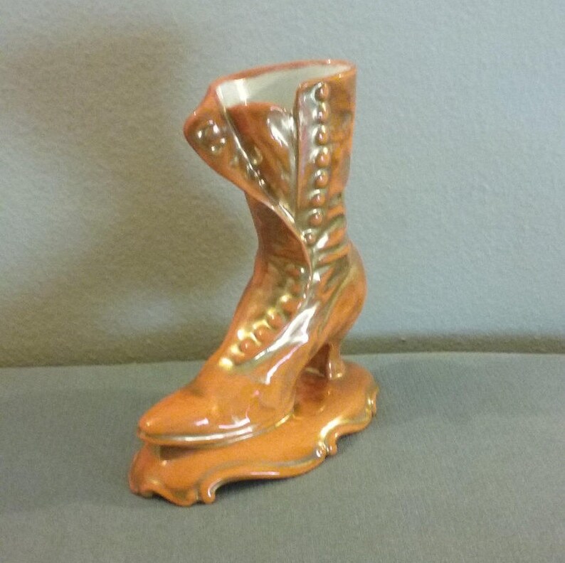 Vintage Ceramic Atlantic Mold Victorian Boot Vase Planter Etsy