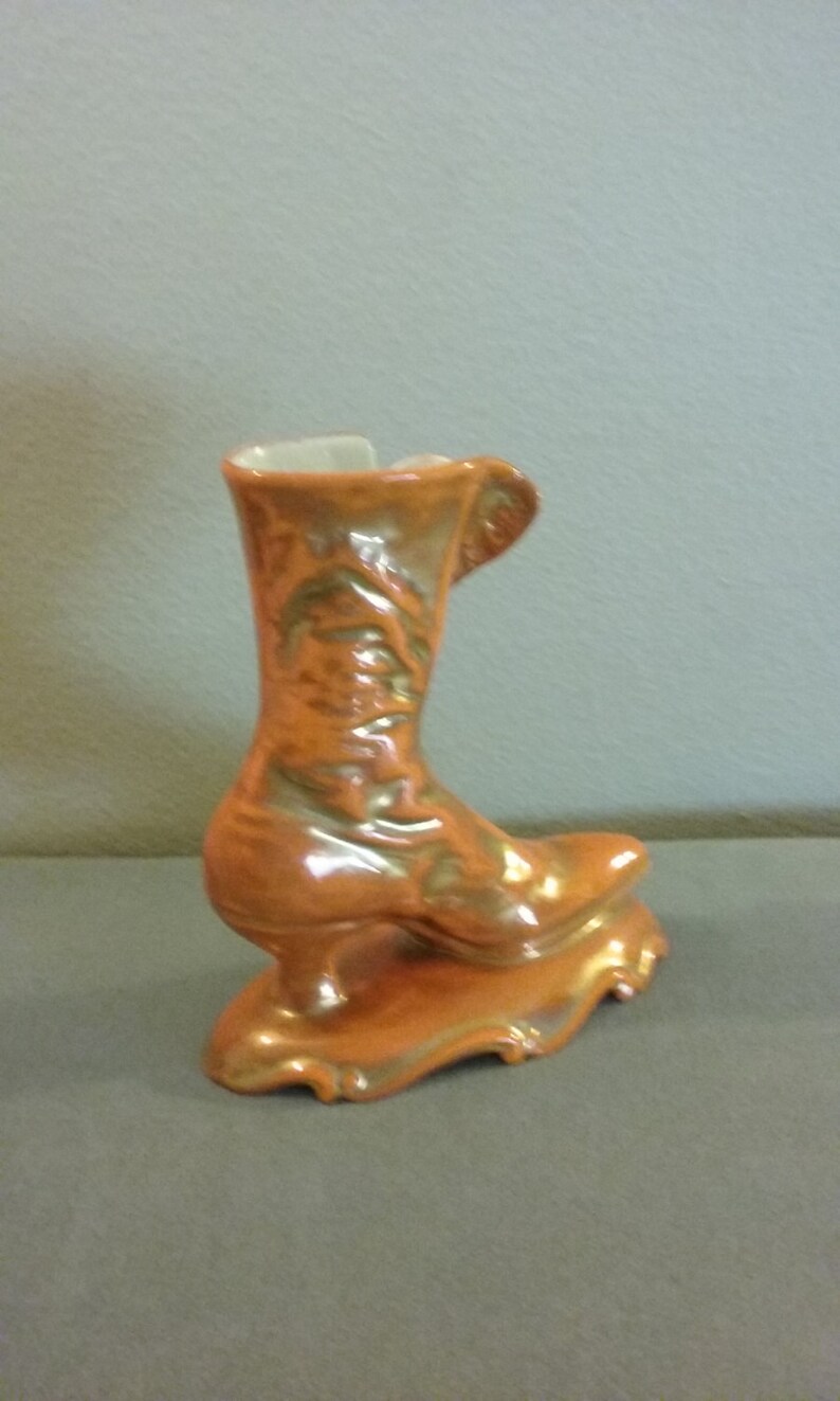 Vintage Ceramic Atlantic Mold Victorian Boot Vase Planter Etsy