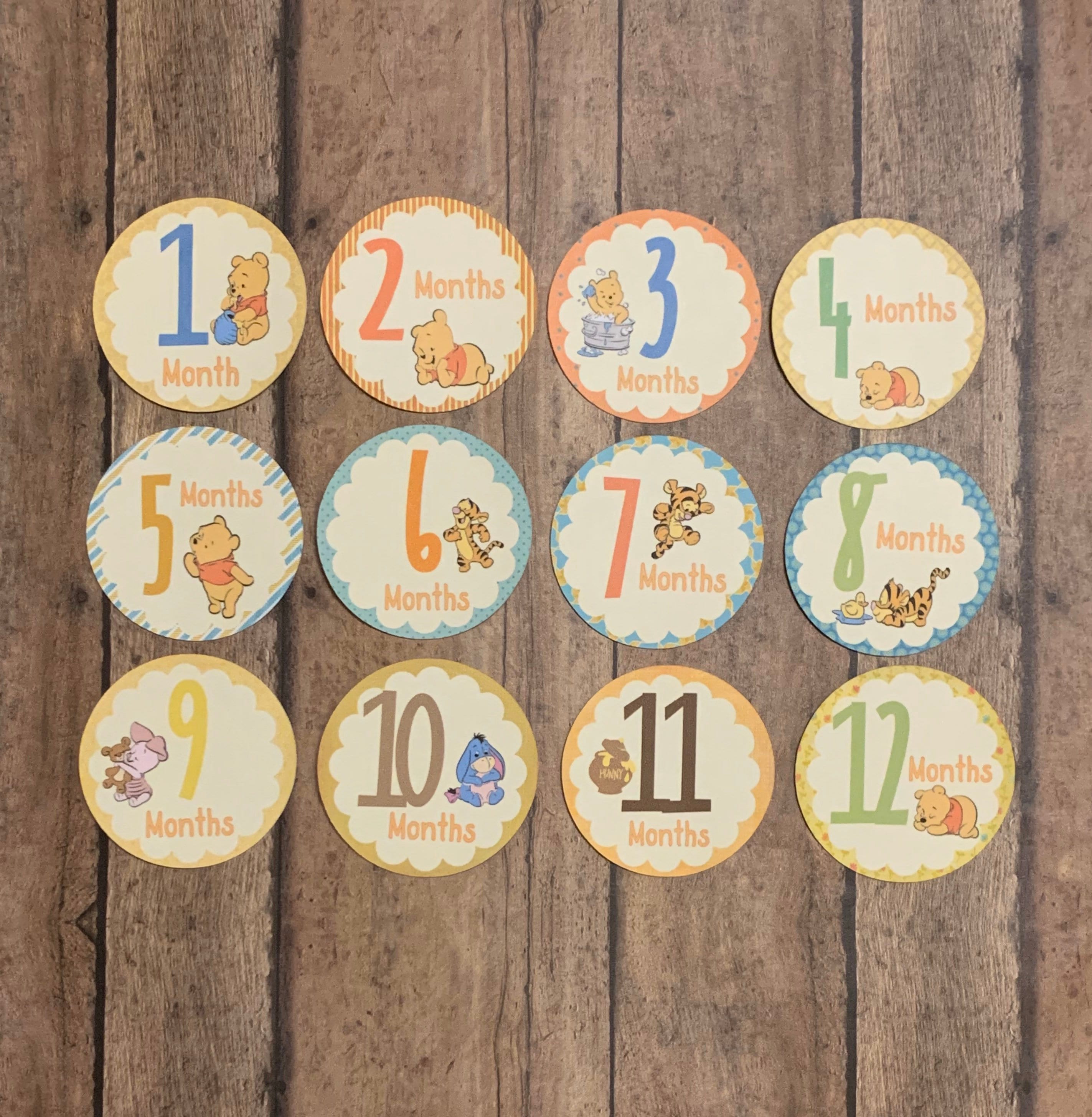 Winnie the Pooh Monthly Baby Stickers | Milestone Stickers - Etsy