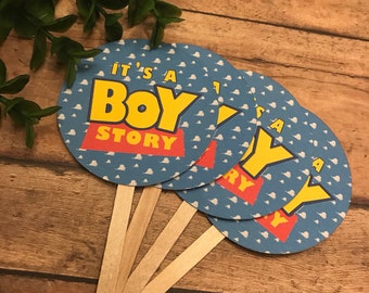 It's A Boy Story Cupcake Toppers