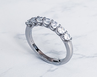 Stainless steel semi eternity ring for women with cubic zirconia stones (REF:#SSR10)