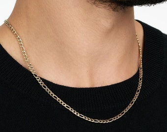 3.5mm Figaro Link Stainless Steel Gold Plated Necklace Chain for Men or Women - Unisex Figaro Chain