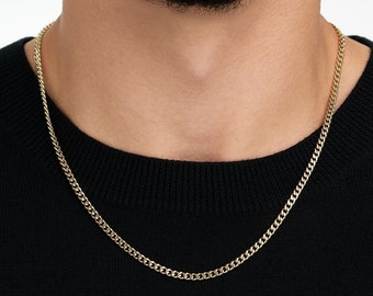 3.5mm Cuban Link Stainless Steel Gold Plated Necklace Chain for Men or Women - Unisex Curb Link Chain