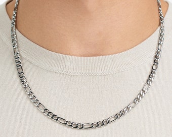 5mm Figaro Link Stainless Steel Necklace Chain for Men or Women - Unisex Figaro Chain