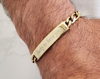 Gold bracelet with name for best sale him