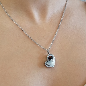 Engravable Stainless Steel Heart Shaped Cremation Urn Pendant for Ashes for women (#TASP131)