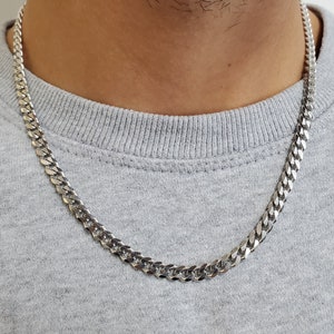 925 Sterling Silver Cuban Chain Necklace for Men