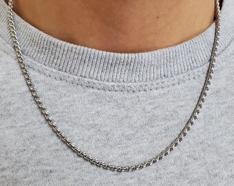 Twist Serpentine Chain Necklace FREE SHIPPING Ladies Chain Necklace Sterling Silver Braided Necklace .925 Sterling Silver Necklace