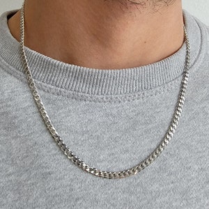 3.5mm Cuban Link Sterling Silver .925 Rhodium Plated Necklace Curb Chain - Made in Italy (#CURB.G100)