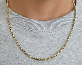 3mm Gold Round Box Link Stainless Steel 