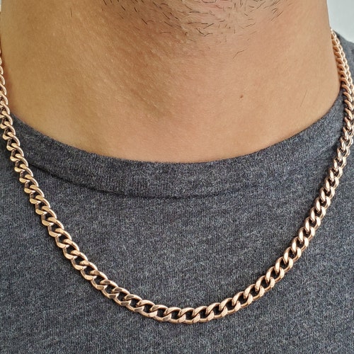 5mm Cuban Link Stainless Steel Rose 