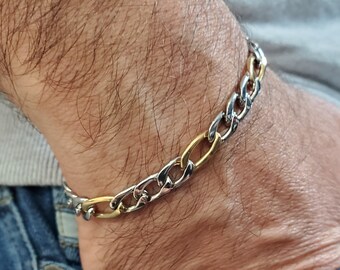 Mens two clearance tone gold bracelets