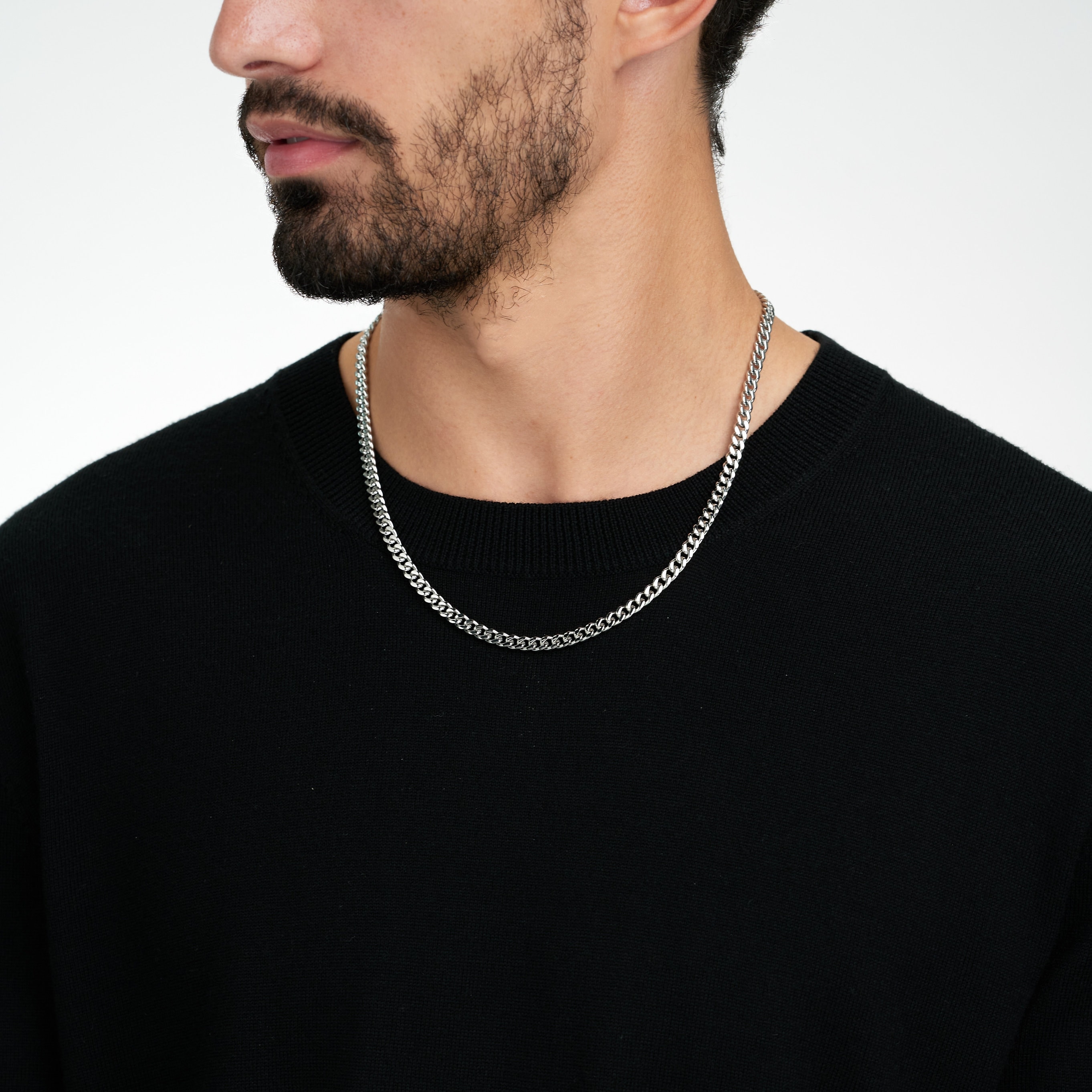 5mm Cuban Link Stainless Steel Necklace Curb Chain for Men and