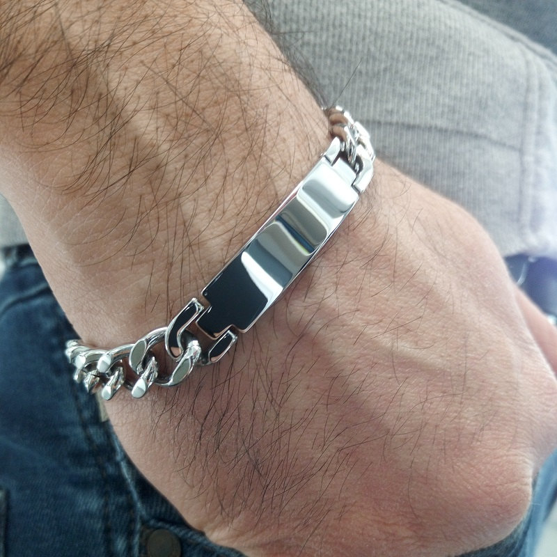 Personalized Stainless Steel 316L ID Bracelet for Men. Etsy
