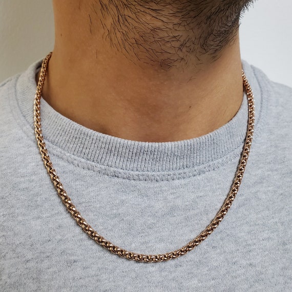 4mm Round Franco Rose Gold Plated Wheat 