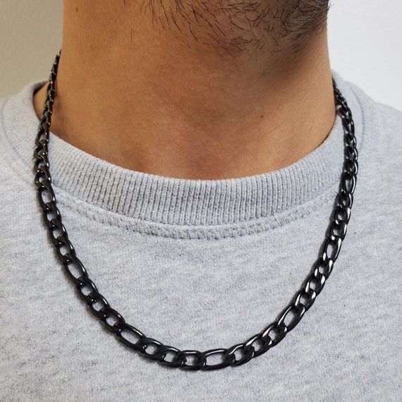 7mm Figaro Link Stainless Steel Black 