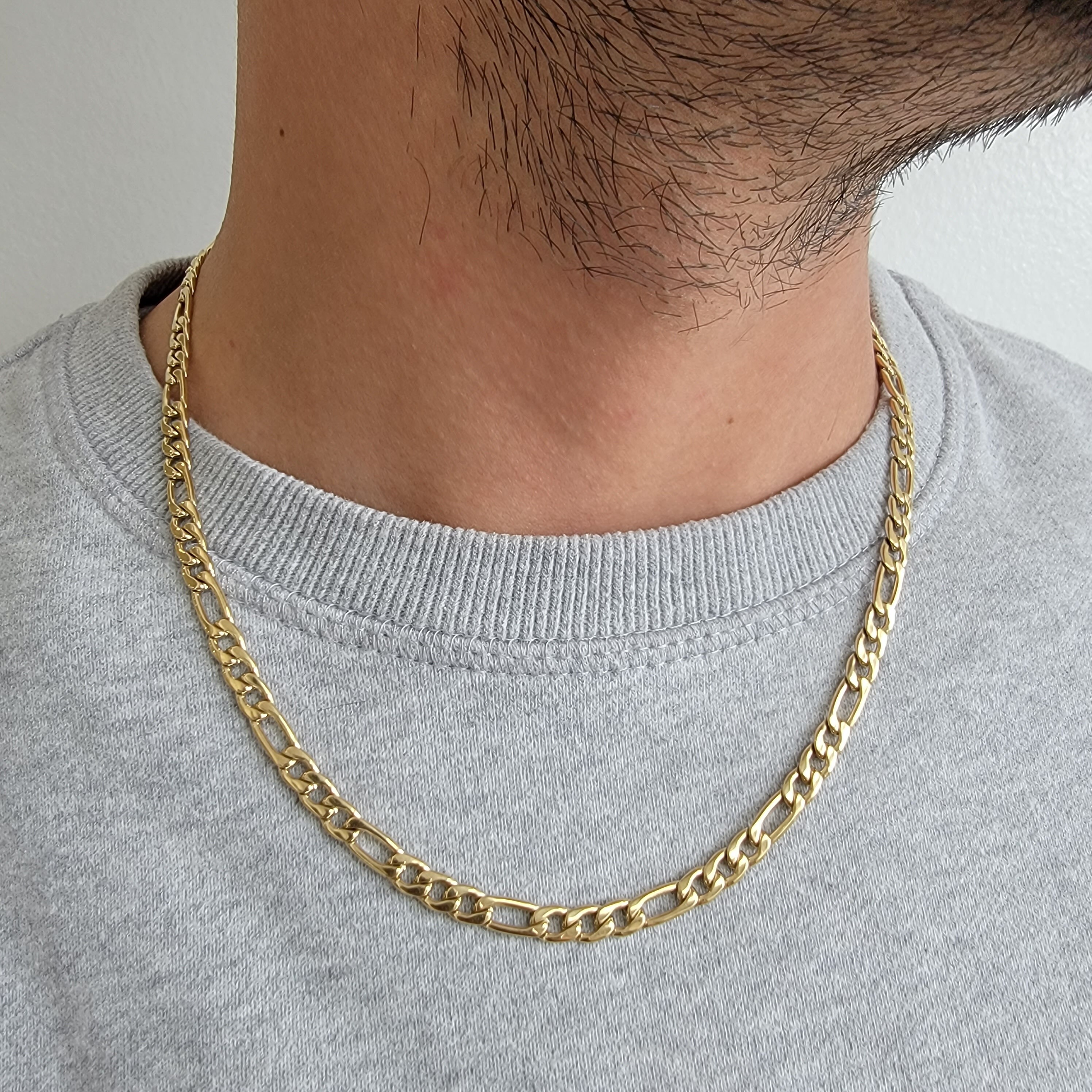 5mm Figaro Link Stainless Steel Gold 