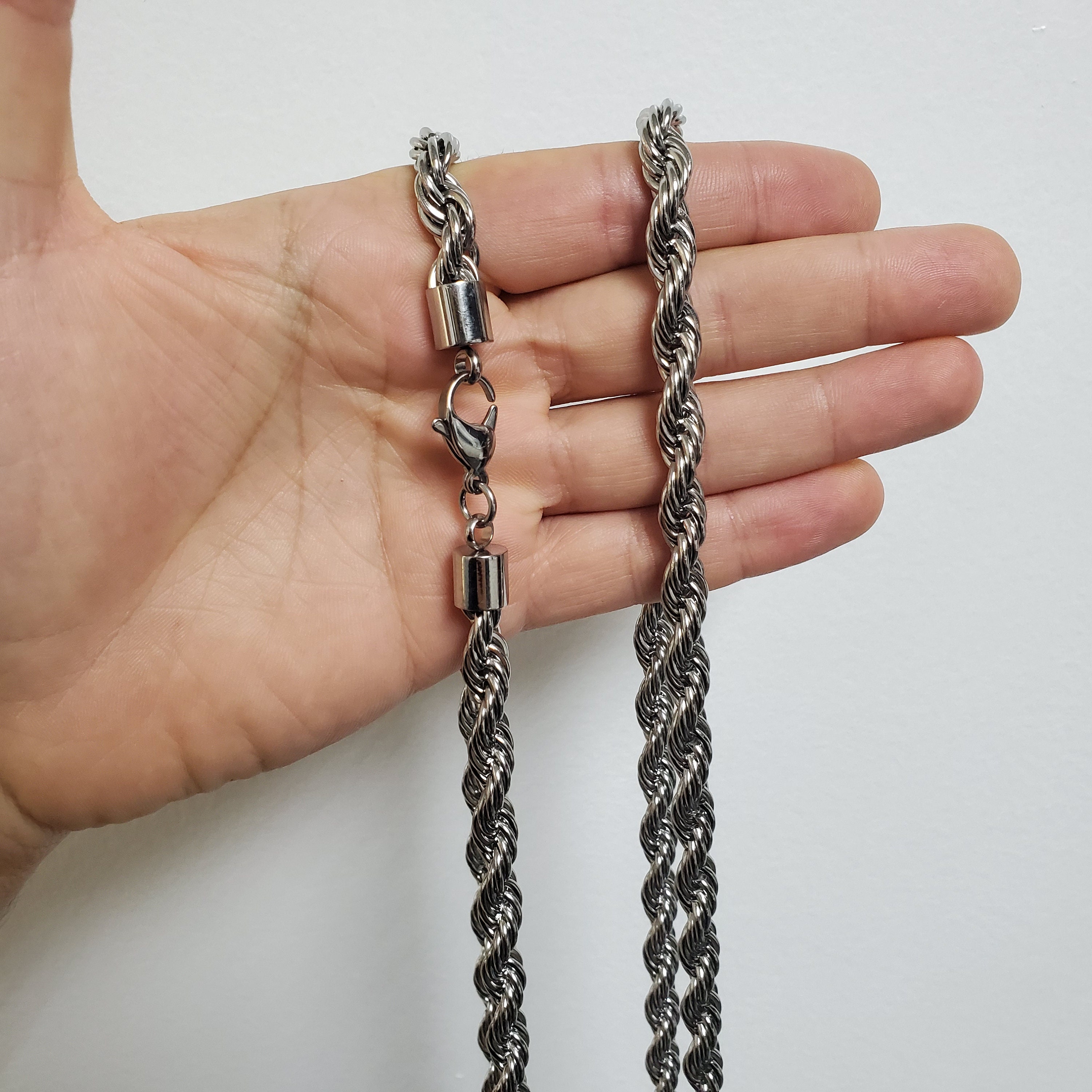 8mm Twisted Rope Stainless Steel Necklace Chain for Men or Etsy Canada