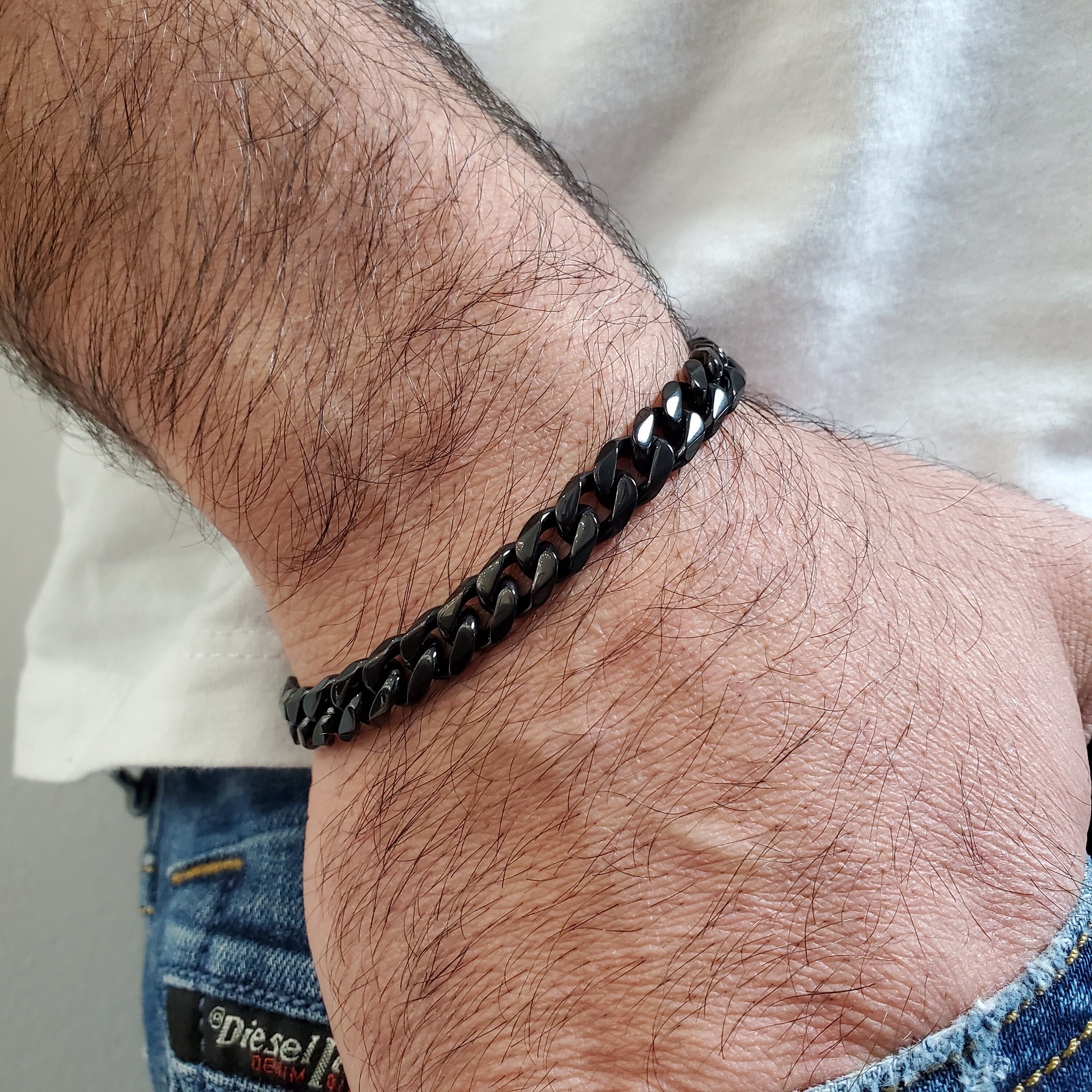 8mm Cuban Link Black Plated Stainless Steel Bracelet for Men - Etsy