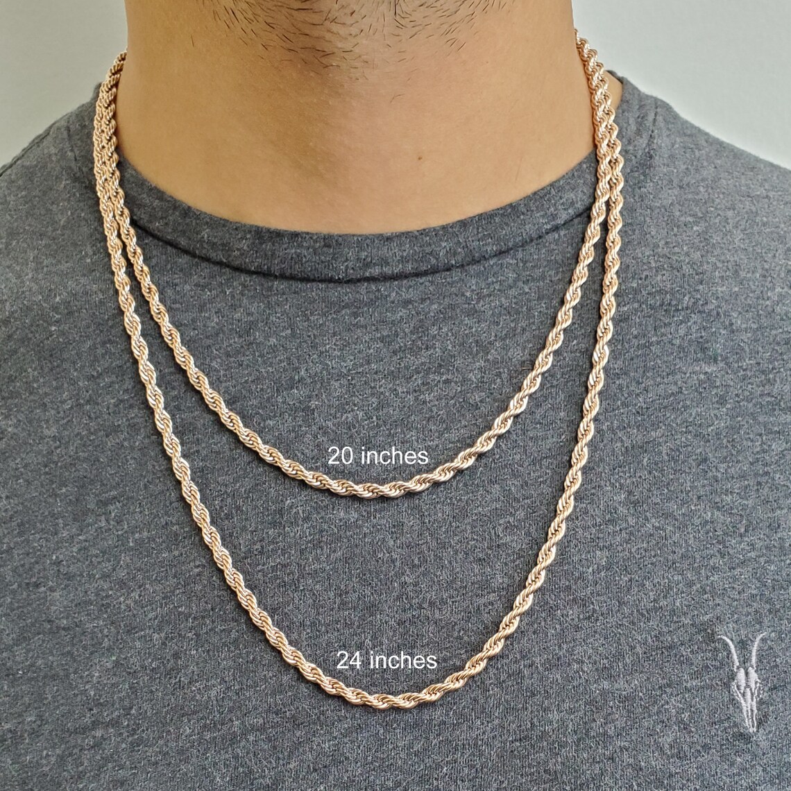 4mm Twisted Rope Rose Gold Plated Stainless Steel Necklace Etsy