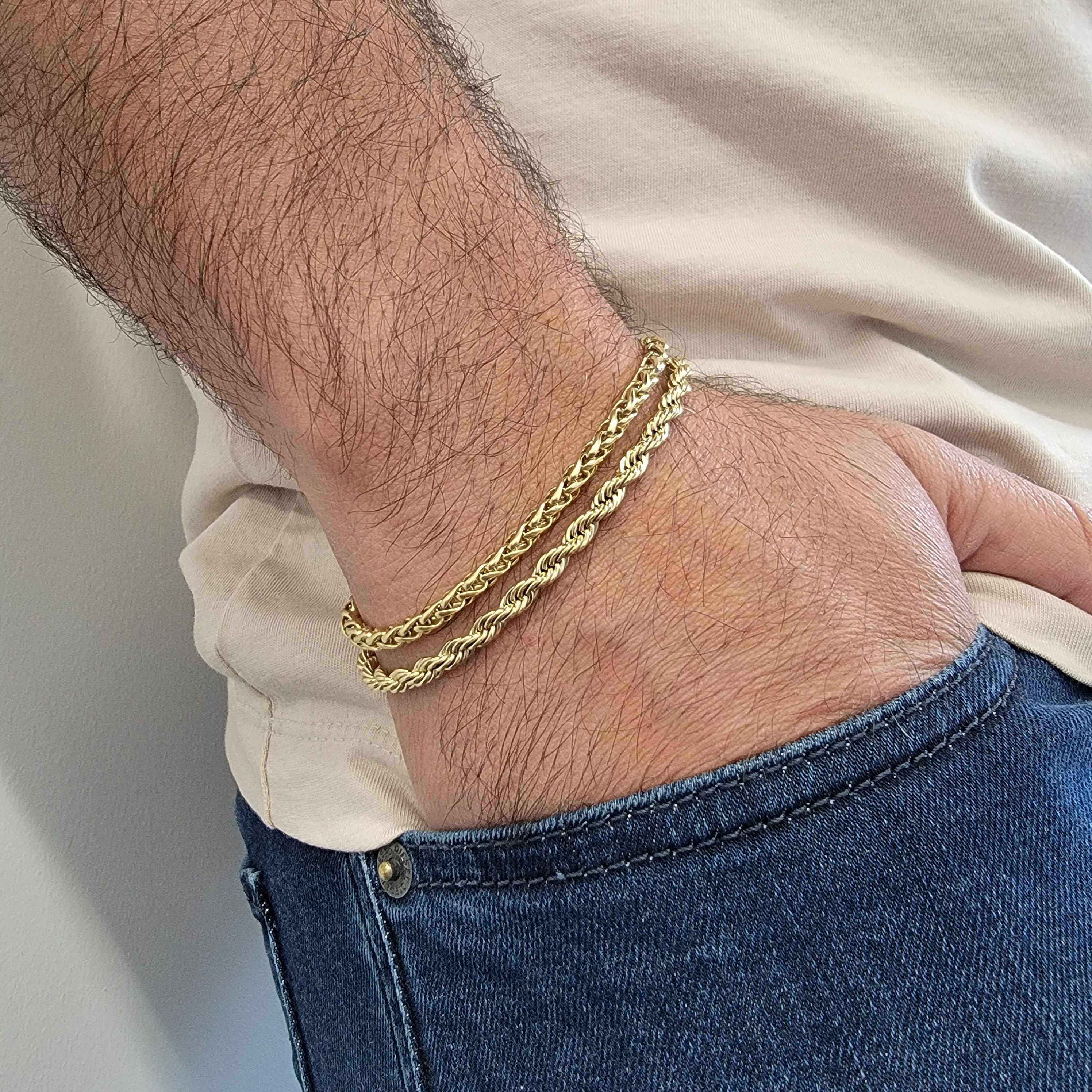 Wheat Chain Bracelet in 18K Yellow Gold, 4mm