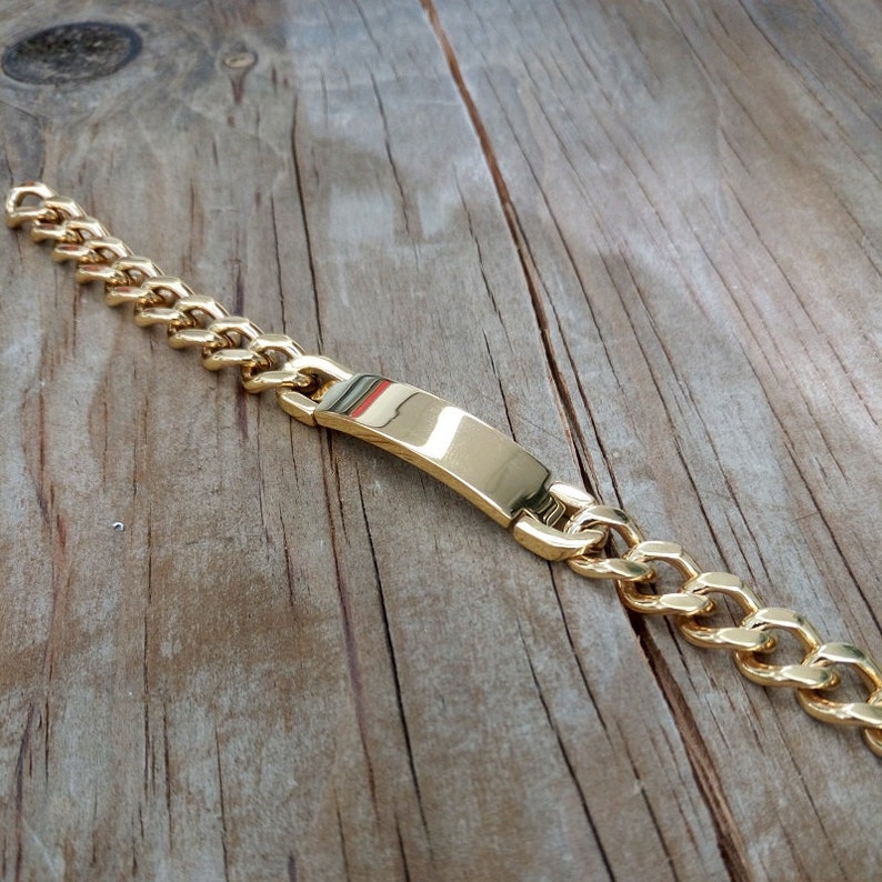 Personalized Stainless Steel Gold ID Bracelet for Men. Etsy