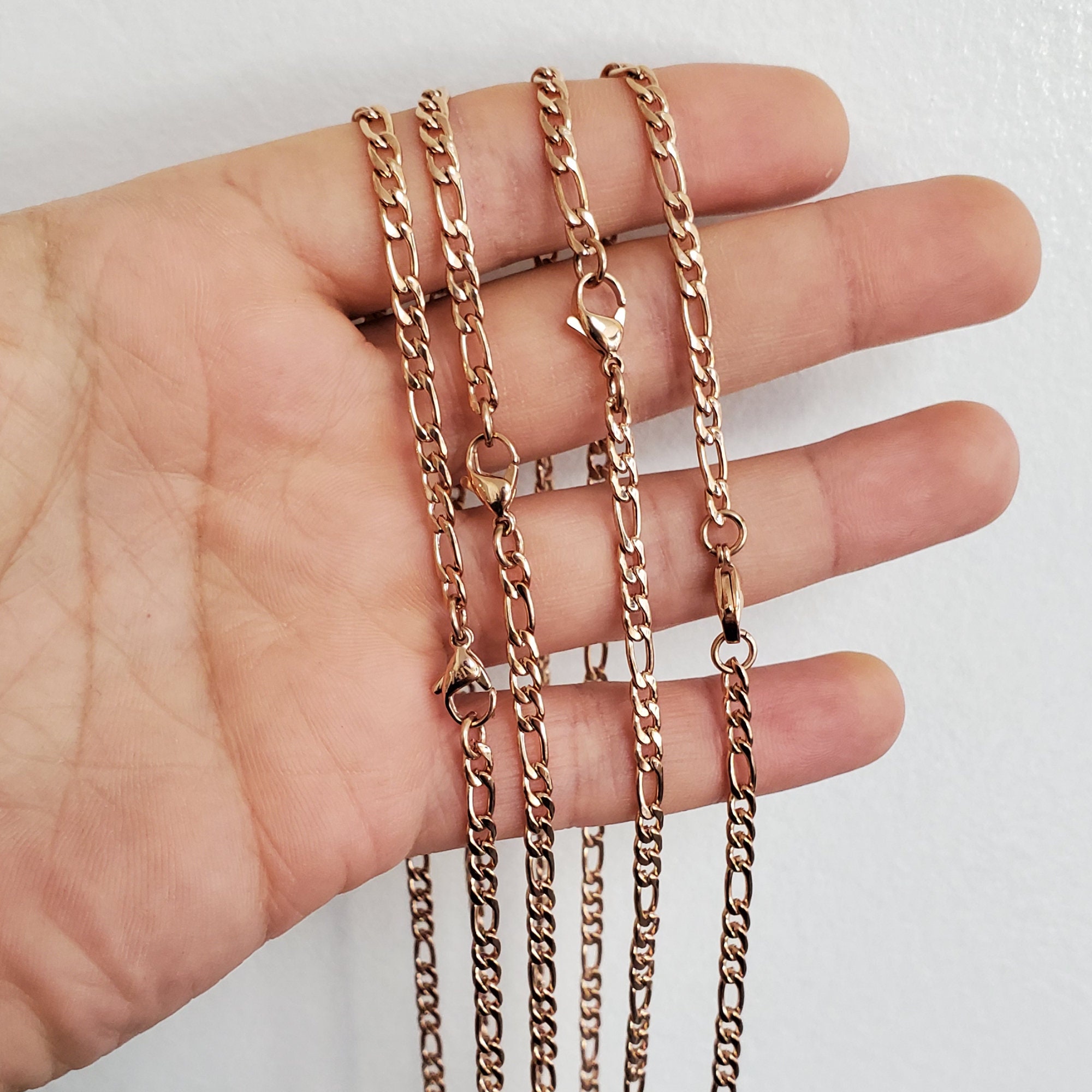 14k rose gold figaro cheap chain