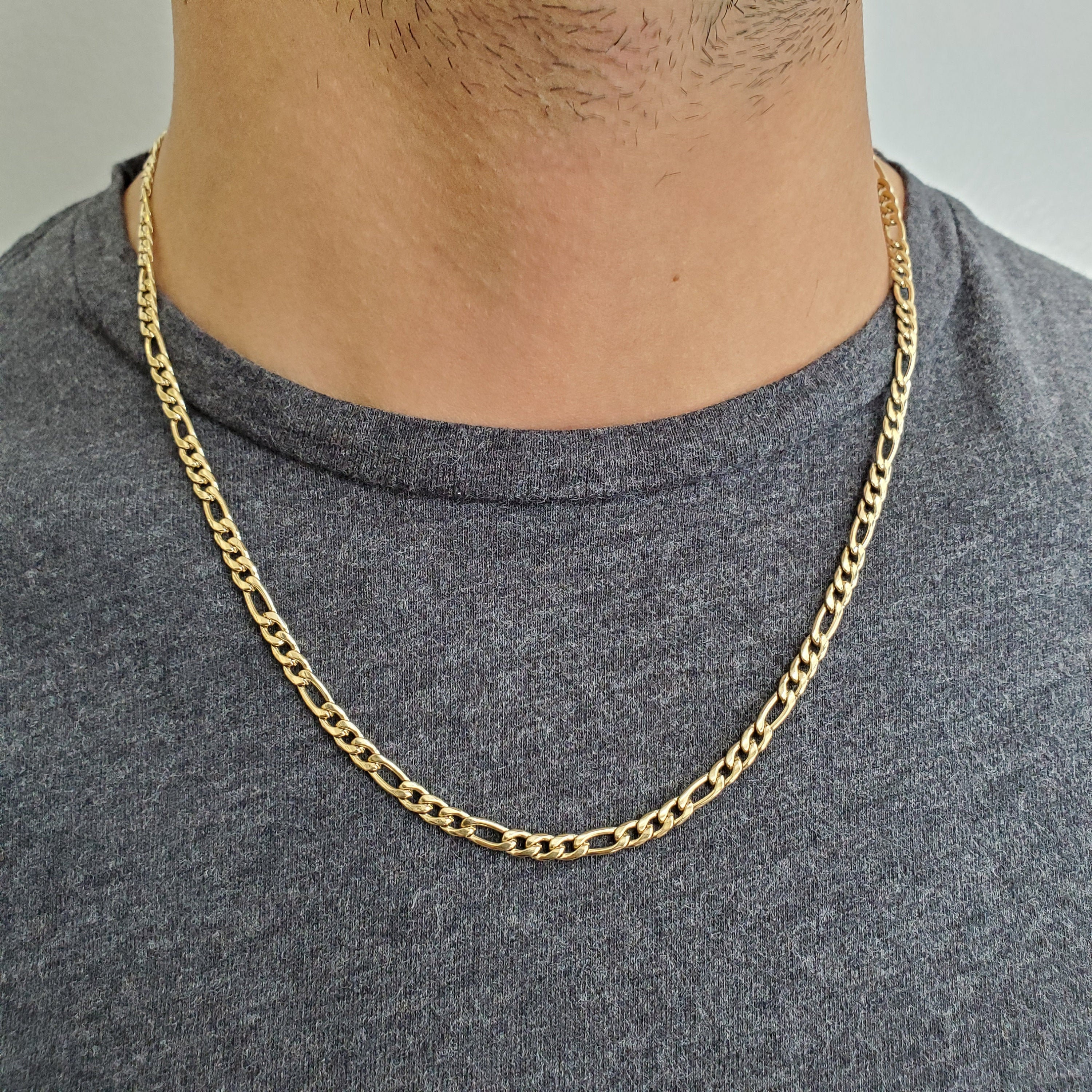 18-30 Fashion Jewelry ChainsHouse 3-13mm Figaro Chain Necklace Stainless Steel/18K Gold Plated Figaro Link Chain for Men Women