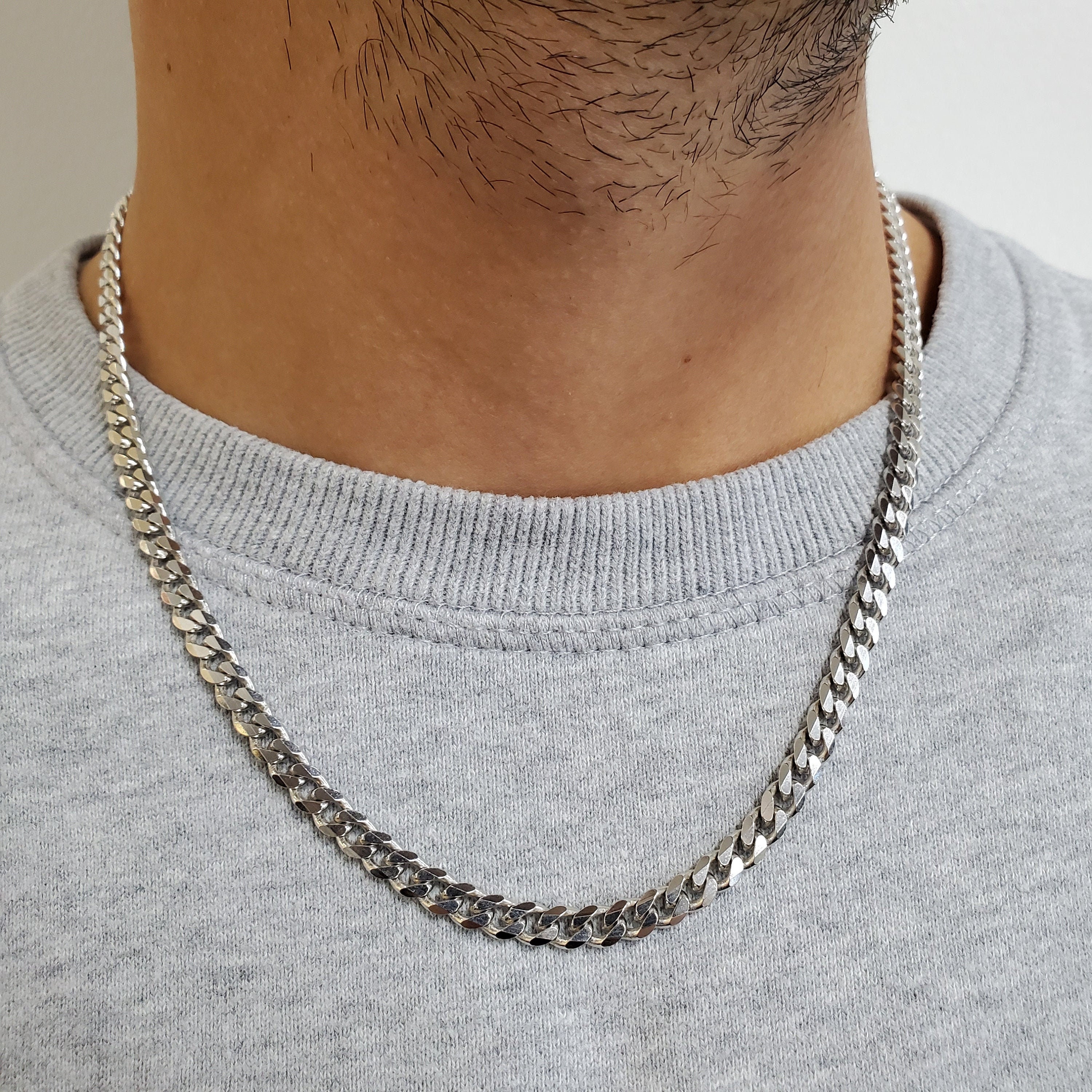 5mm Cuban Link Sterling Silver .925 Rhodium Plated Necklace - Etsy