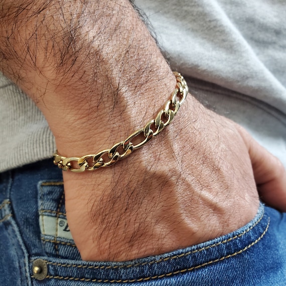 Figaro Chain Bracelet Gold Link Chain Bracelet Layering -  Israel