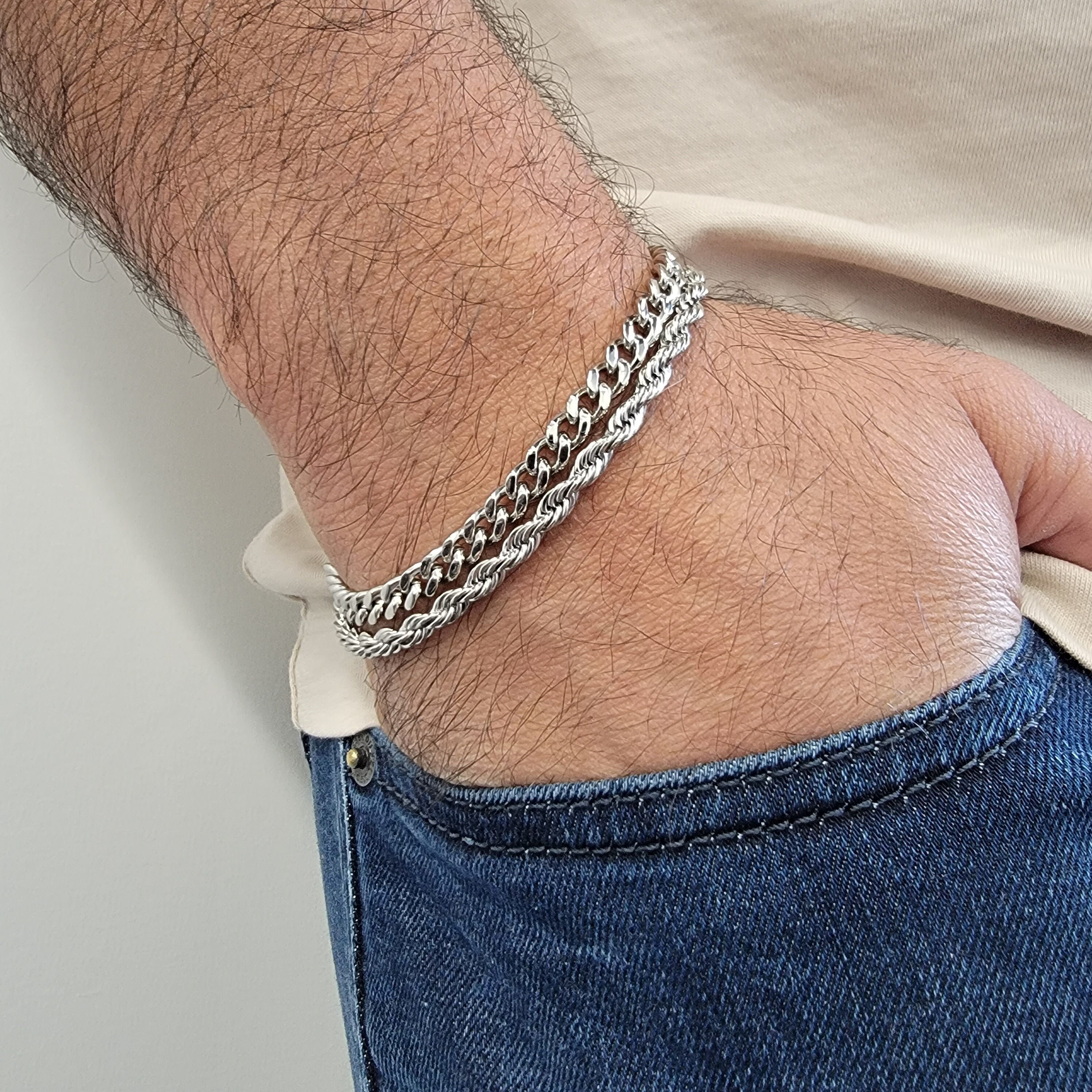 2 Bracelet Combo: 4mm Twisted Rope 5mm 