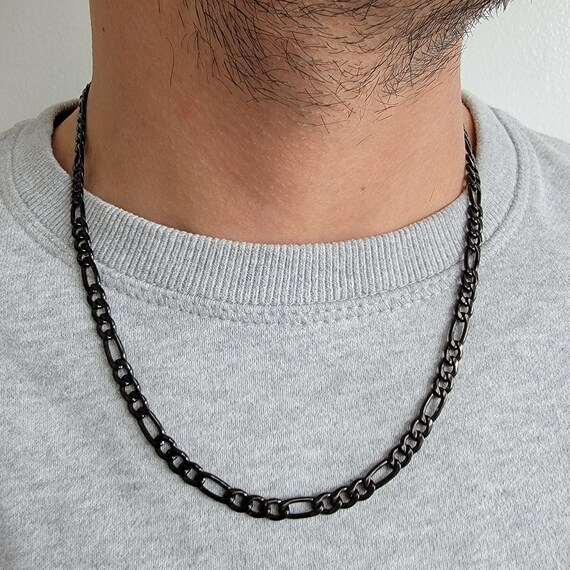 5mm Figaro Link Stainless Steel Black 