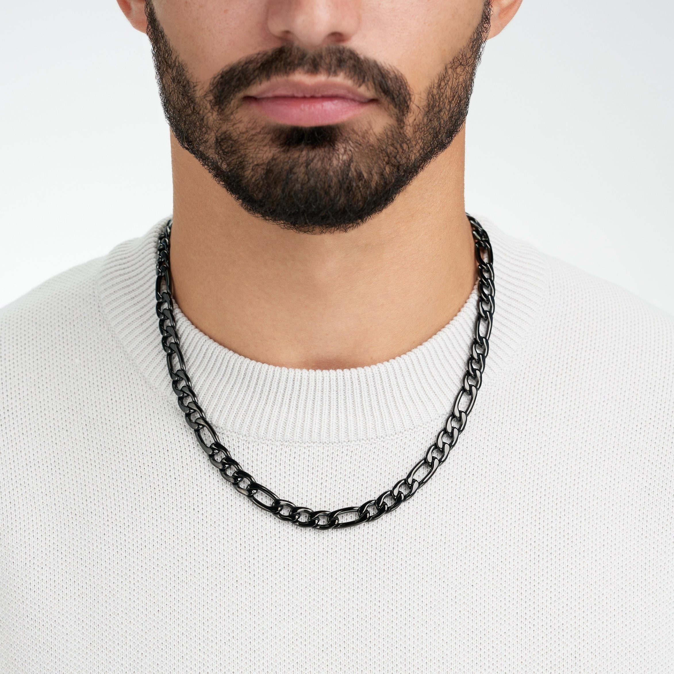 Mens black figaro necklace deals