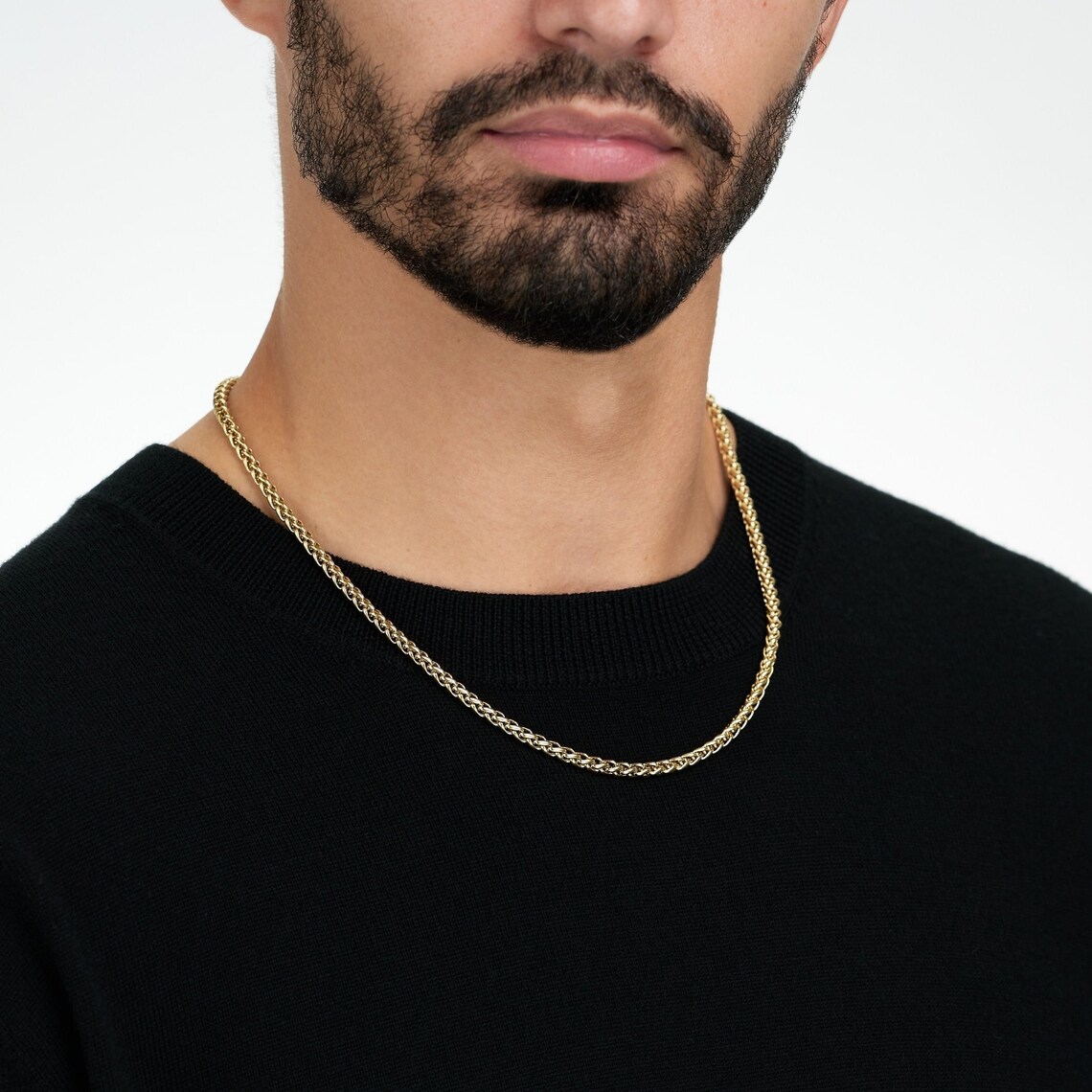 4mm Round Franco Gold Plated Wheat Chain Stainless Steel - Etsy