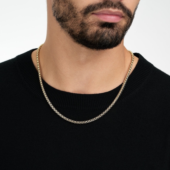 2.4mm Round Box Chain Necklace in 14K Gold - 20