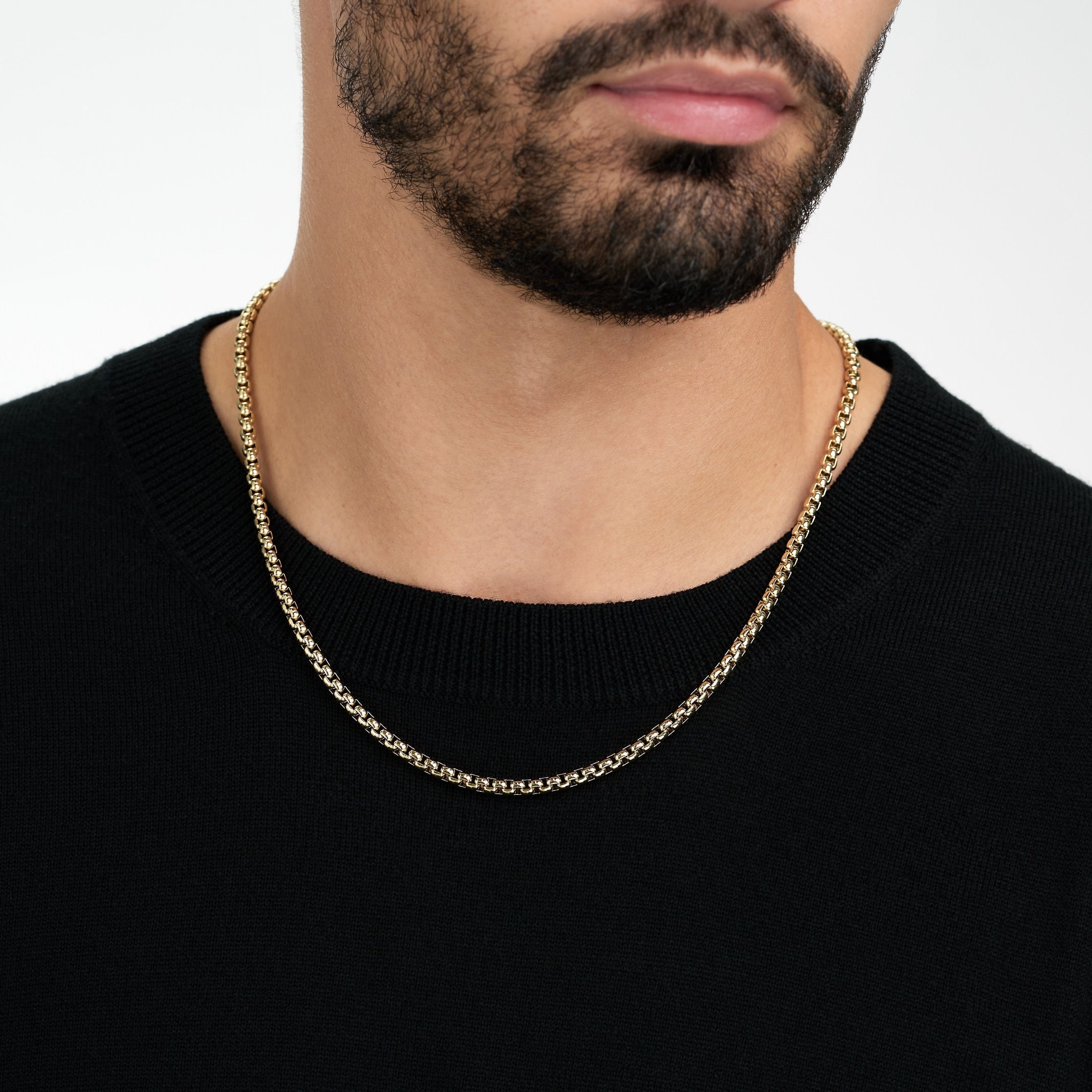 Men's box link deals chain necklace