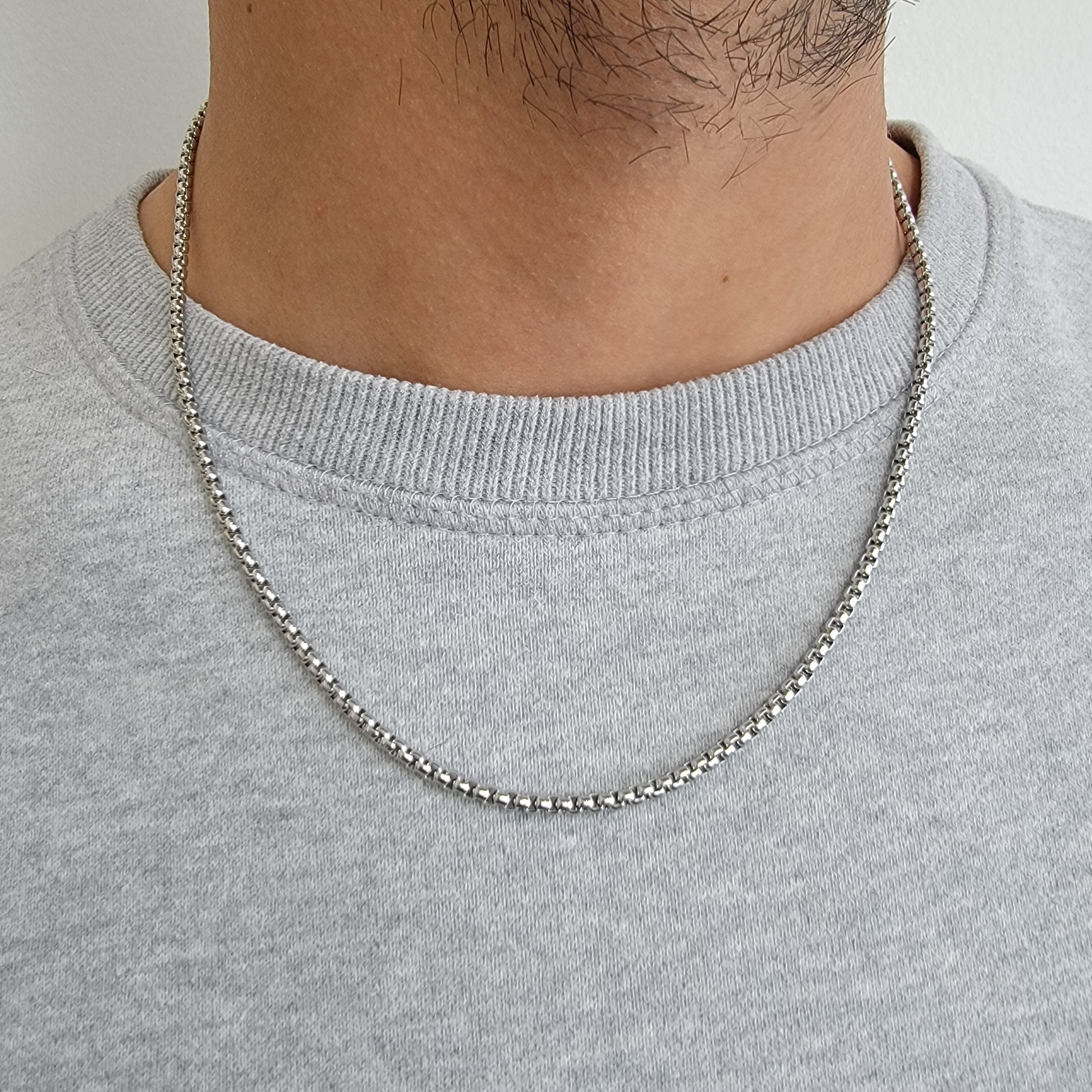 3mm Round Box Link Stainless Steel Necklace Chain for Men or Etsy