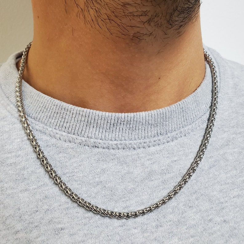 4mm Round Franco Wheat Chain Stainless Steel Necklace for Men - Etsy