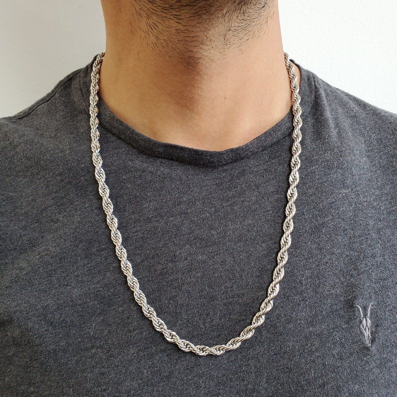 6mm Twisted Rope Stainless Steel Necklace Chain for Men or Etsy