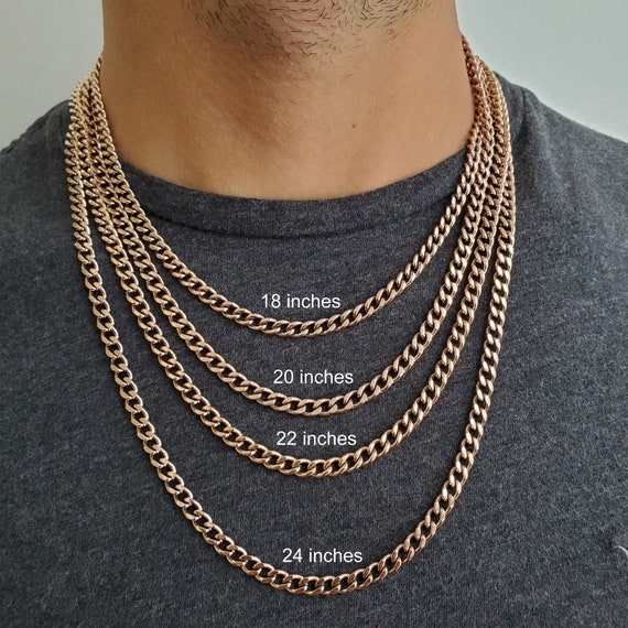 Mens Gold Stainless Steel Double Cuban Link Chain Necklace 24 inch