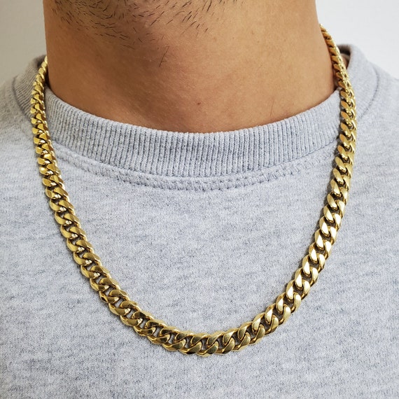 8mm Cuban Link Stainless Steel Gold 