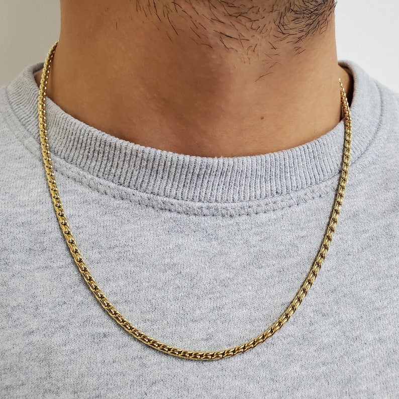 3mm Modern Serpentine Gold Plated Steel Link Chain Necklace - Etsy