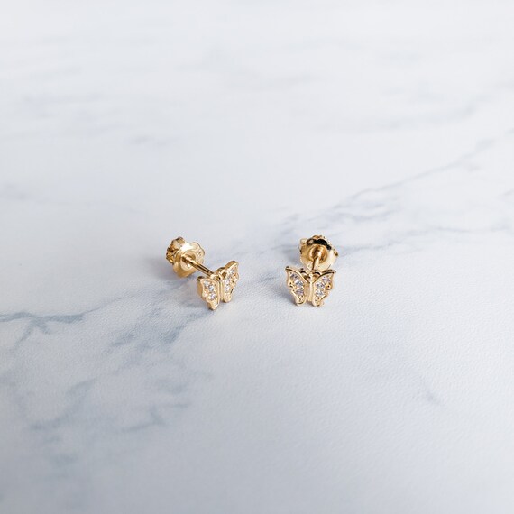 Butterfly Stud Earrings – Baby Gold