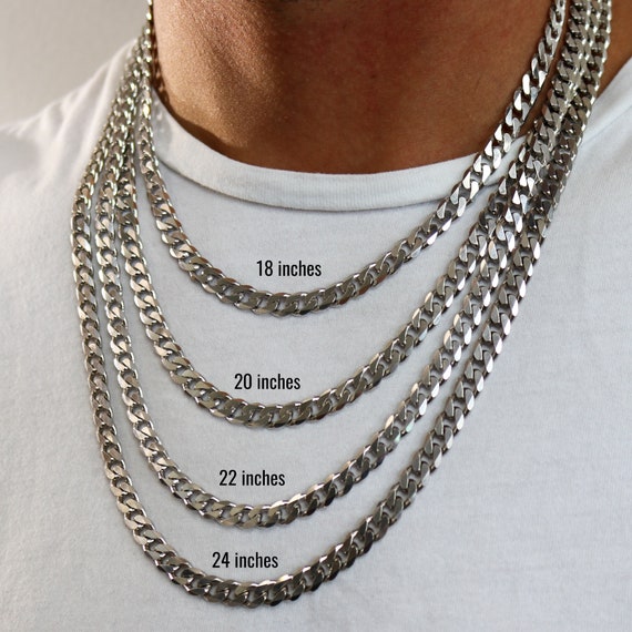 24 Inch Stainless Steel Rhodium Plated Curb Necklace Chain