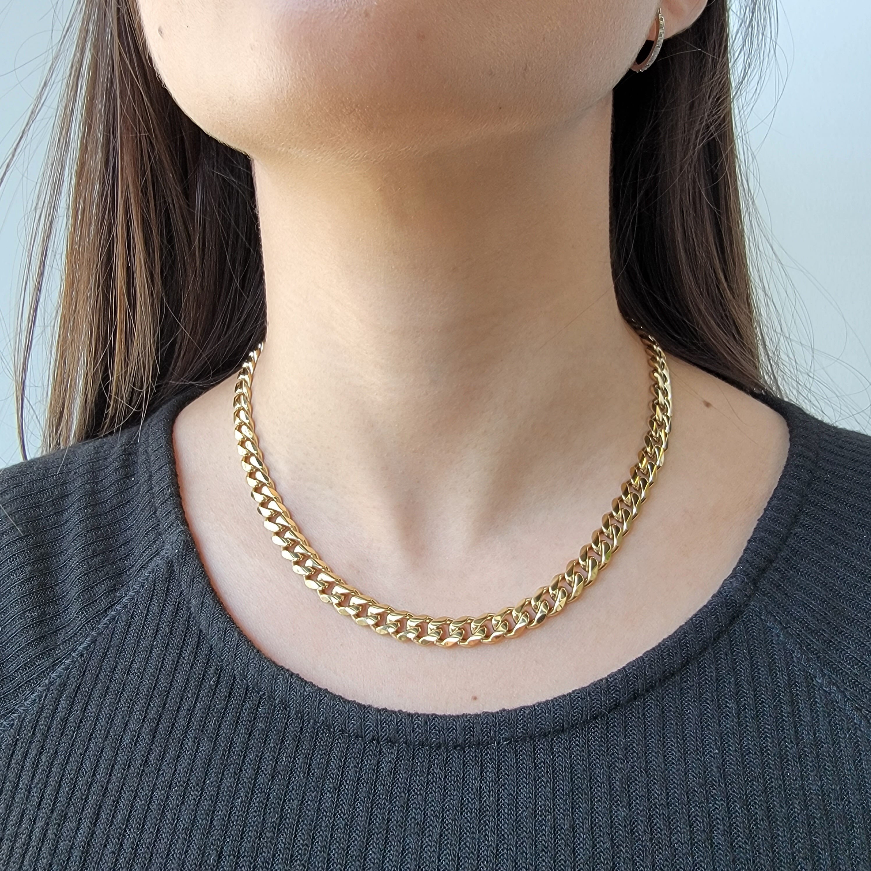 8mm Women s Cuban Link Gold Stainless Steel Necklace Curb Chain