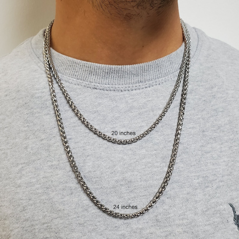 4mm Round Franco Wheat Chain Stainless Steel Necklace for Men Etsy