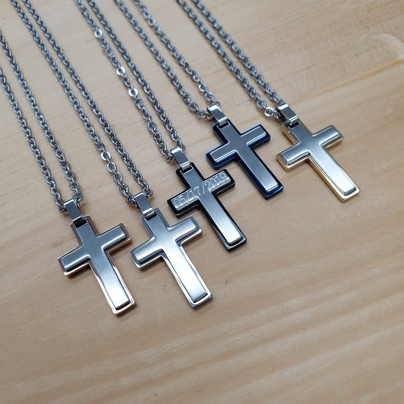 Personalized Cross Necklace pendant with Engraving available Etsy