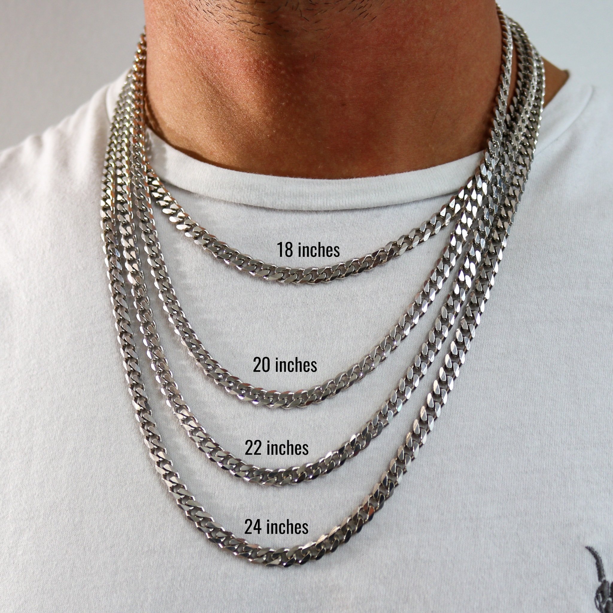 5mm Cuban Link Sterling Silver .925 Rhodium Plated Necklace Curb